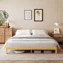 10 Inch King Size Wood Bed Frame with Storage & Round Leg