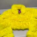 Loveimgs Women Fluffy Faux Fur Coat Cropped Jacket Puffer Jacket Zip Up Winter Warm Fuzzy Teddy Jacket (Medium, Yellow)