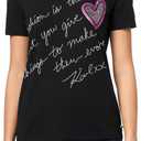 Karl Lagerfeld Women's Casual Logo Fun Iconic T-Shirt (Medium, Black)
