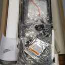 Furologee LED TV Stand for 55, 60 Inch TV, 55 Inch Entertainment Center with Power Outlets, 6 Fabric Drawers Dresser for Bedroom, Media Console with Open Shelves, PU Leather Surface, Black