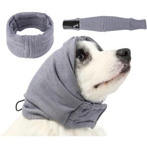 Dog Calming Hoodie, Reducing Noise Wrap, Dog Ear Muffs Noise Protection (L-Head Circle(17.7"~23.6"), Purple)