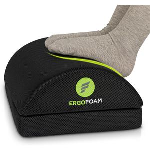 ErgoFoam Foot Rest for Under Desk at Work - Chiropractor Endorsed 2in1 Adjustable Premium Under Desk Footrest - Ergonomic Desk Foot Rest with High-Density Compression-Resistant Soft Foam (Black, Mesh)