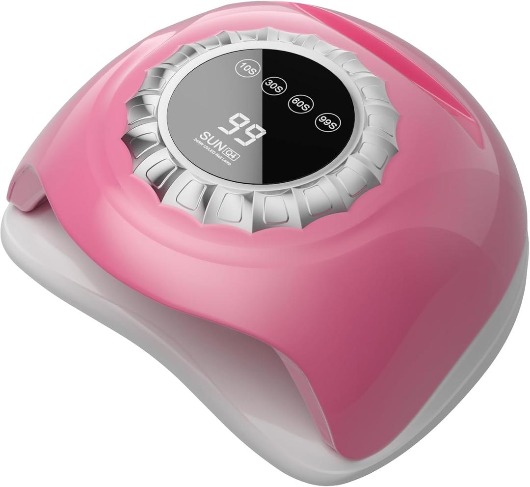 Pink UV LED Nail Lamp  Elegant Touch Screen Nail Dryer with 4 Timer Settings, Detachable Base & Dual Light Beads for Quick Gel Polish Curing  Salon-Quality Manicure at Home