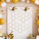 Silipull 2 Pcs 22 x 12 Inch Large Wood Honeycomb Decoration Honeycomb Wall Decor Wood Hexagon Decor Bee Wall Hanging Decoration for Living Room Garden Bedroom Office Home Party(Wood Color)