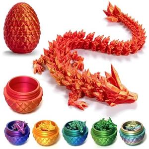 Lyxaof Easter 3D Printed Dragon Egg, Crystal Dragon Eggs with Dragon Inside, Fidget Toys for Adult, Full Articulated Dragon Egg Surprise Gifts for Home Office Desk Decoration