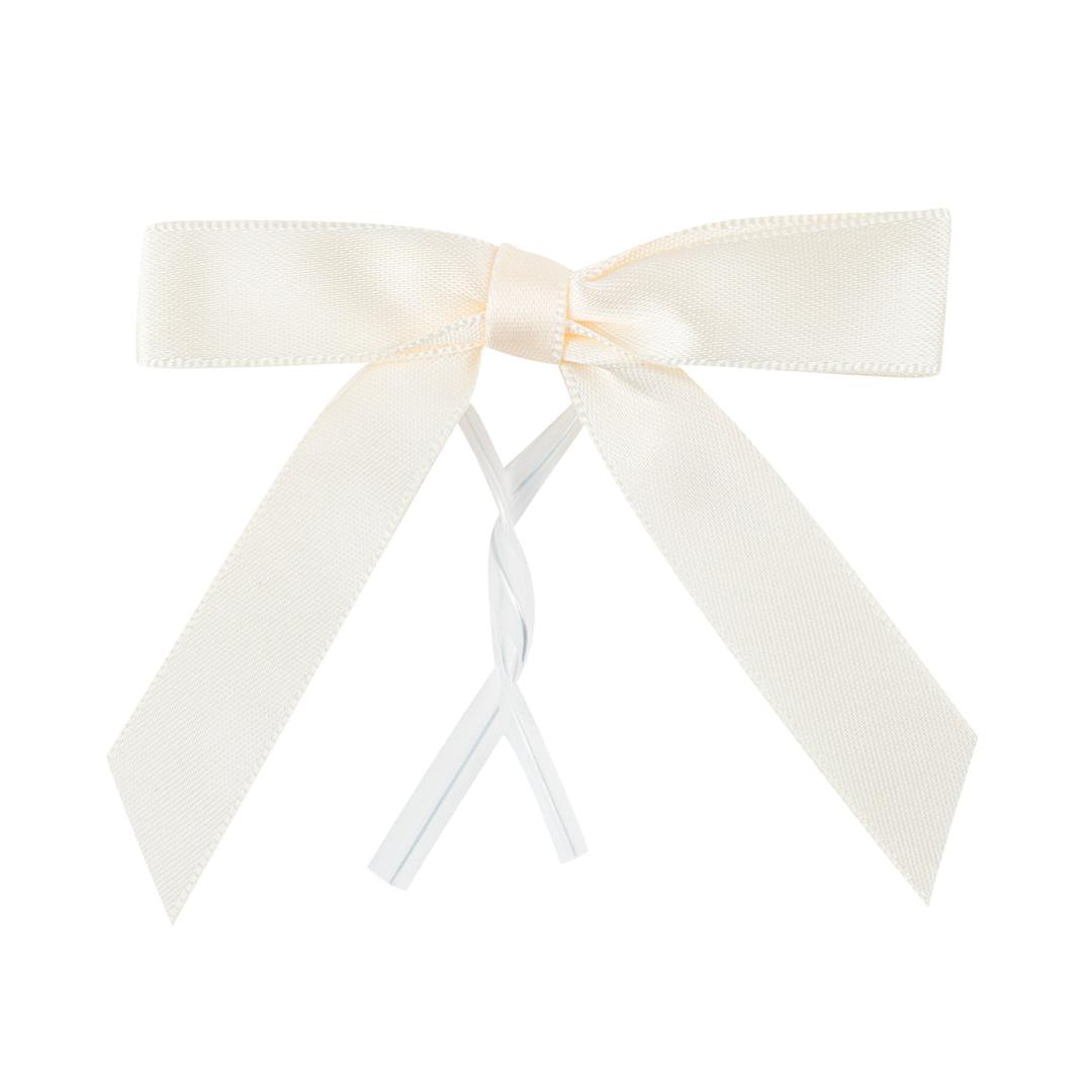 Restaurantware Gift Tek 3 x 2.50 Inch Twist Tie Bows, Ivory White, Polyester Satin, 100 Ct Package, 40/Case