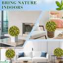 Grewyear Fall Artificial Topiary Ball Trees with Spike Set of 2, Fall Faux Boxwood Plants for Outdoor Planters, UV Resistant Artificial Outdoor Shrubs, Fake Bushes for Porch, Garden, Patio Decor (With Yellow Flower)