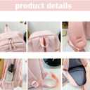 Preppy Backpack with Cute Rabbit & Carrot Plushies Cute Pin Accessories Y2K Aesthetic Backpack Laptop Backpack (Black)