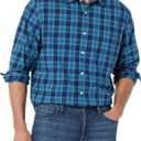 Amazon Essentials Men's Long-Sleeve Regular-fit Stretch Poplin Shirt (Blue, M)