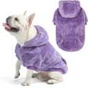 SCENEREAL Fleece Dog Sweaters Hoodie forDogs Girls Boys, Plush Fuzzy Dog Clothes Hoodies with Leash Hole, Winter/Fall Puppy Cold Weather Coat, Sherpa Hooded Sweatshirt, Purple Small-Medium