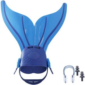 Monofin Mermaid Tails for Swimming Adjust Diving Mermaid Fins Foot Flipper Training Mono-Fin Tail PP Caudal for Girl Boy (Waterproof Silica Gel Earplugs Nose Clip Included)