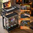 RGB Adjustable Computer Tower Stand, USB Lock Casters Mobile CPU Cart