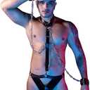BDSM Men's cosplay Sexy Underwear police Costume Lingerie Pajamas Uniform bar Nightclub Stage Performance party Christmas, One Size:waist 27.5"- 36",hip 41