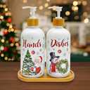 Christmas Soap Dispenser, Christmas Kitchen Decor, Christmas Snowman Satan Glass Soap Dispenser for Kitchen Countertop, Christmas Kitchen Decorations, Refillable Hand Soap Dispenser with Pump