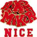 ASTARON 52 Pcs Self Adhesive Letter Patches Chenille Letters Stickers, A-Z Embroidered Applique Patches Alphabet Cloth Patch for Clothes, Bags, Hat, Phone Case, DIY Accessories (Red)