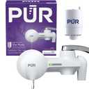 PUR Horizontal Faucet Mount Water Filtration System with Lead Reducing Filter for Cleaner, Filtered Tap Water, Lasts 100 Gallons, Sink Water Filter, Fits Most Kitchen or Bathroom Faucets, White