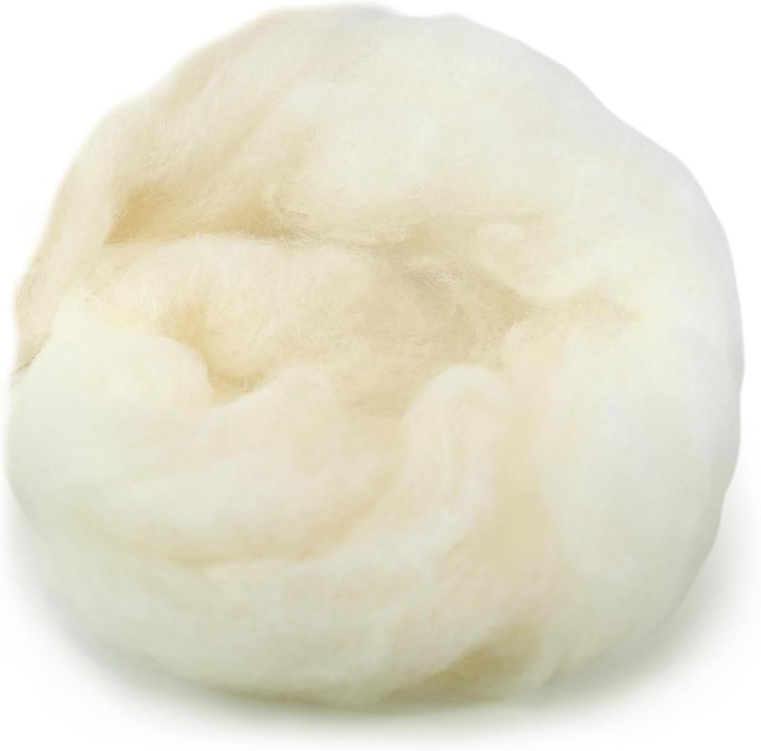 Woolbuddy Needle Felting Wool, Carded Core Wool, White Roving for Wet Painting, DIY Dryer Balls, Felting Pads, Supplies, and Bulk Chunky Yarn (15.7oz)