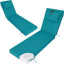 2 Pcs Oversized Lounge Chair Cushions for Outside, 80" Lx26 W, Replacement Outdoor Chaise Cushions with Ties, Zipper, Waterproof Lounge Chair Pads for Patio Pool Furniture, Teal