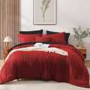 Monbix Full Comforter Set - 7 Pieces Bright Red Bed in a Bag Full Size Bedding Sets with Comforters, All Seasons Comforter with Sheets, Pillowcases & Shams (Full(80"X90"))