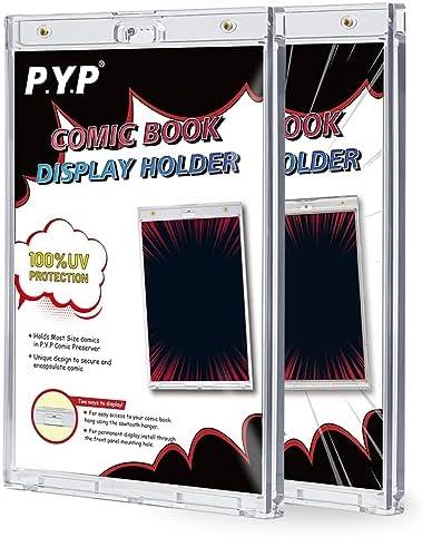 2ct Magnetic Comic-Book Display Cases - Crystal Clear One Touch Comic Book Holders, UV Protection Comic Book Slab Protectors, Premium Wall Mountable Comic Book Protective Holders, Fits Most Comics
