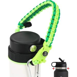 2.0 Paracord Handle for Hydroflask 2.0 Wide & Standard Mouth Water Bottles Strap Carrier with New Safety Ring Holder, 12oz - 64oz