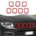 7PCS Front Grill Inserts Grille Cover Trim Exterior Accessories for Jeep Compass 2021+ (Red)