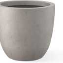 Kante 14 Inch Dia Round Concrete Planter, Indoor Outdoor Large Plant Pot with Drainage Hole and Rubber Plug for Home Patio Garden, Weathered Concrete
