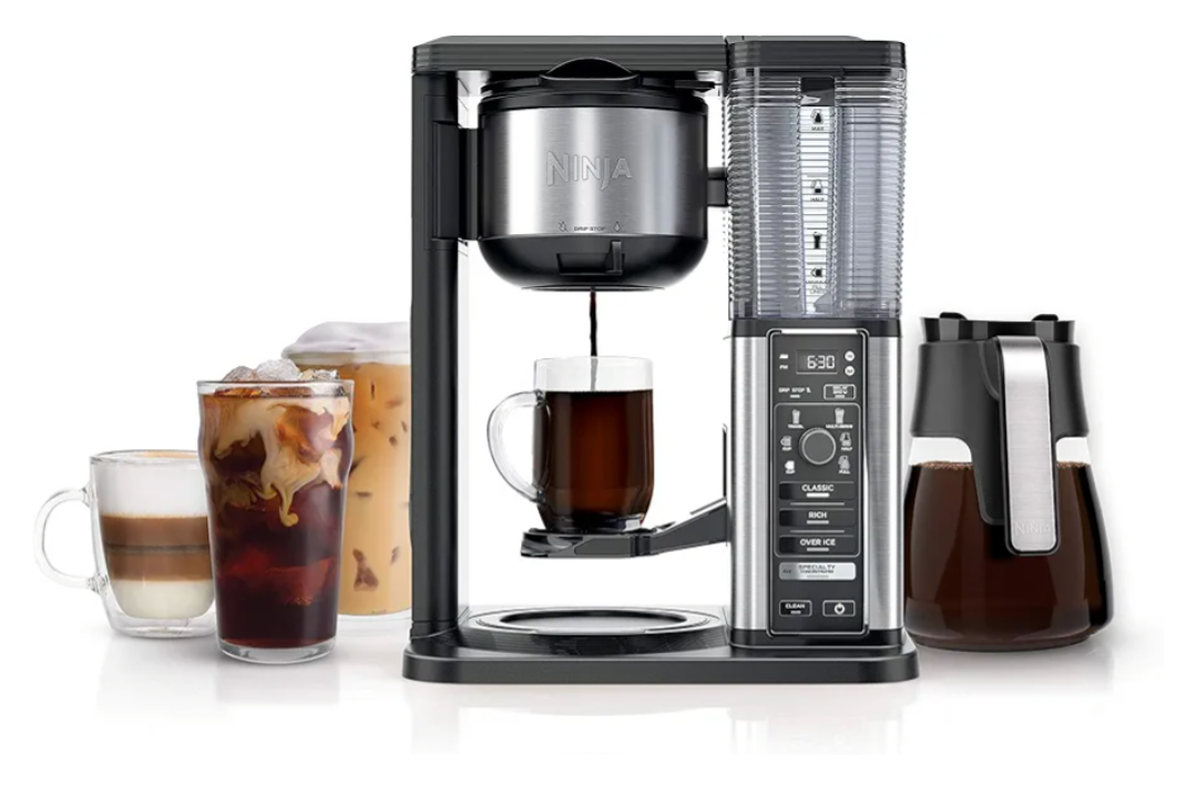 Ninja Specialty Coffee Maker, Hot & Iced Coffee, 6 Brew Styles, 8 Sizes, Small Cup to Travel Mug, 10-Cup Carafe, Fold-Away Frother, Permanent Filter, Removable Reservoir, Black, CM401