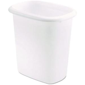 Rubbermaid Oval Vanity Wastebasket, Plastic, 6 Qt, 7 X 10 X 9, White, 6/Carton