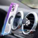 Ring Holder Series Case Designed for iPhone 13 6.1 Inch, Clear Cute Slim Colorful Bumper Protector Phone Stand Cover Support Magnetic Car Phone Mount (Purple Blue)