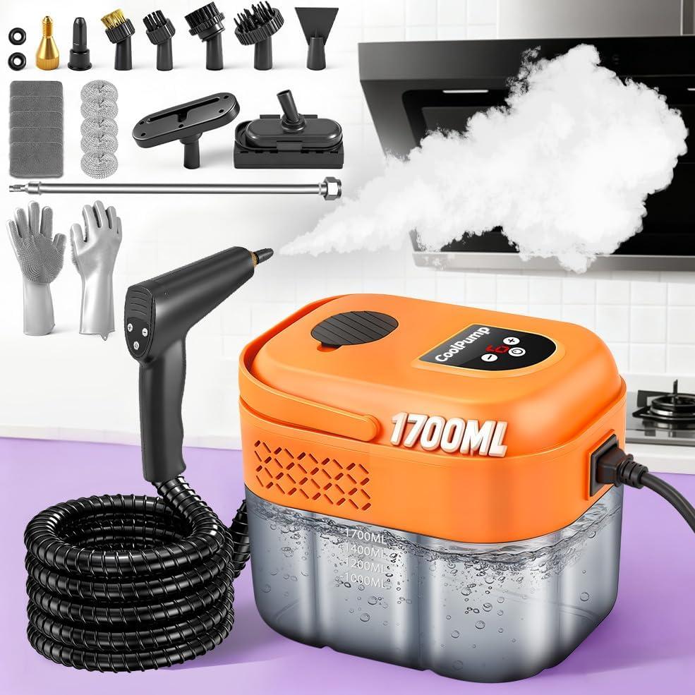Upgraded 1.8Qt Handheld Steam Cleaner for Home Cleaning,6-Levels Adjustable Pressurized Handheld Steamer, Protable Hand held Steamer for Cleaning 10s Heat-Up, Protable Steam Cleaners Handheld for Home