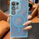 for Galaxy S24 Translucent Magnetic Cover Lens Protection Frosted Case(for Galaxy S24/Light Blue)