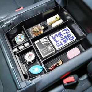 Center Console Organizer Tray Compatible with Ford F150 2021 2022 2023 2024 2025 Accessories, Middle Console Organizer Armrest Storage Box Black Trim(ONLY FOR 40/Console/40 Front-Seats)