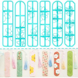 TAINSKY Bookmarks Polymer Clay Cutters, Floral Bookmark Creator for Polymer Clay Jewelry, 6 Pcs Reading Clay Cutters for Making Earrings Jewerly, Clay Earring Cutters, Polymer Clay Earrings Tools