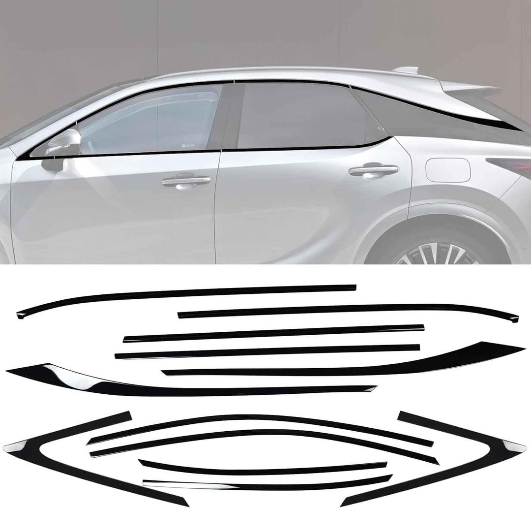 Stainless Steel Window Trim Chrome Delete for Lexus RX350 RX350h RX450h+ RX500h 2023-2026 Black Window Trim Blackout Kit