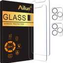 Ailun 2 Pack Screen Protector for iPhone 12 Pro Max [6.7 inch] + 2 Pack Camera Lens Protector, Case Friendly Tempered Glass Film,[9H Hardness]- HD