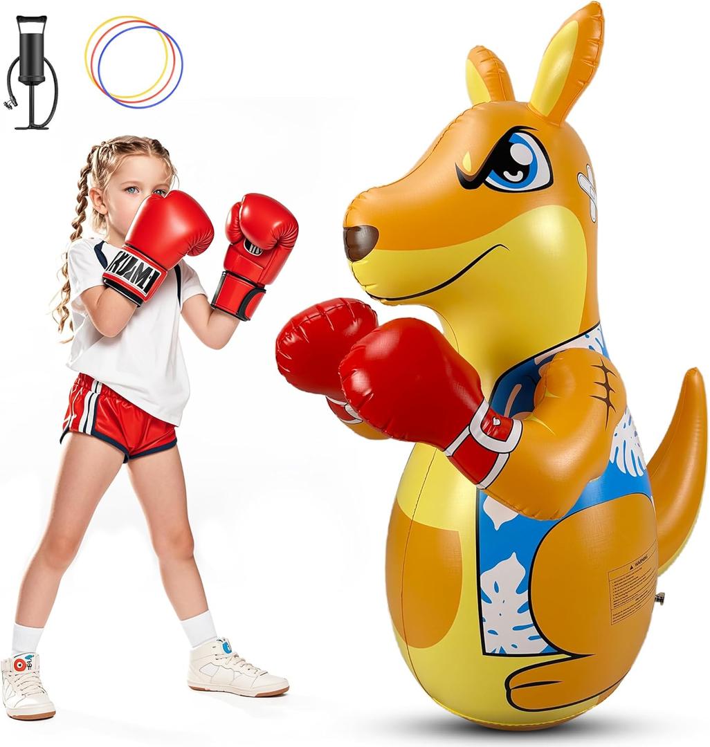 Inflatable Punching Bag for Kids Punching Bags 3-8 with Air Pump, Toddler Bop Bag, Inflatable Toy with Instant Bounce Back Movement, Safe Gifts for Kids Add Tossing Game