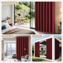 Joydeco Blackout Patio Sliding Door Curtains 90 Inches Long, Grommet Privacy Room Divider Curtains, Extra Wide Thermal Blackout Drapes for Bedroom Living Room (Burgundy Red, 70Wx90L, 1 Panel)