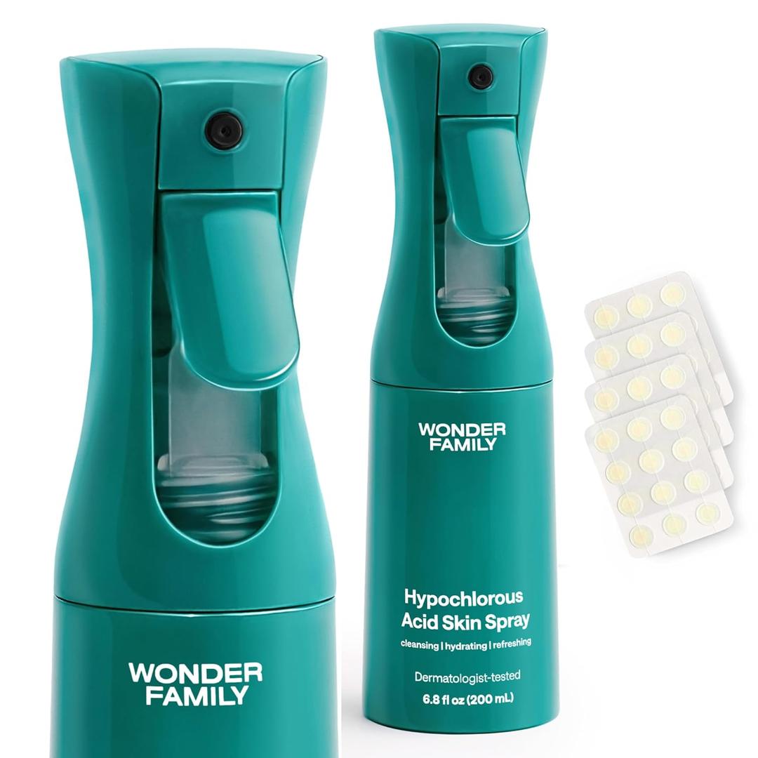 Hypochlorous Acid Spray for Face and Skin - Body & Facial Toner for Acne - Eyelid Cleanser - Moisturizing Face Spray Mist Hydrating - 6.8 Fl Oz - 12 Blemish Patches