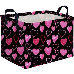 Rectangular Valentine's Day Gift Basket,nursery basket,Girls gift baskets,kids toy storage Bin, Love Heart Room Decor for Home,Shelf Baskets(Attract love)
