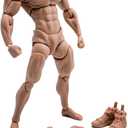 Fremego 1/12 Scale Male Action Figure,6inch Super Flexible Strong Muscular Figure Miniature Figures Body Doll with Interchangeable Hands and Accessories Collection (Yellow Skin)