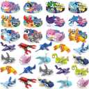 30pcs Valentines Building Blocks, Valentine's Day Gifts Toys for Kids Marine Animals Building Toys with Cards for Boy Girl Classroom School Gifts Exchange Prizes Valentine Party Favors