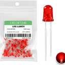 100Pcs 3mm Red Diffused LED Diode, DC 2V 20mA,LED Indicator Light for Arduino DIY, Breadboard, Scientific Experiment