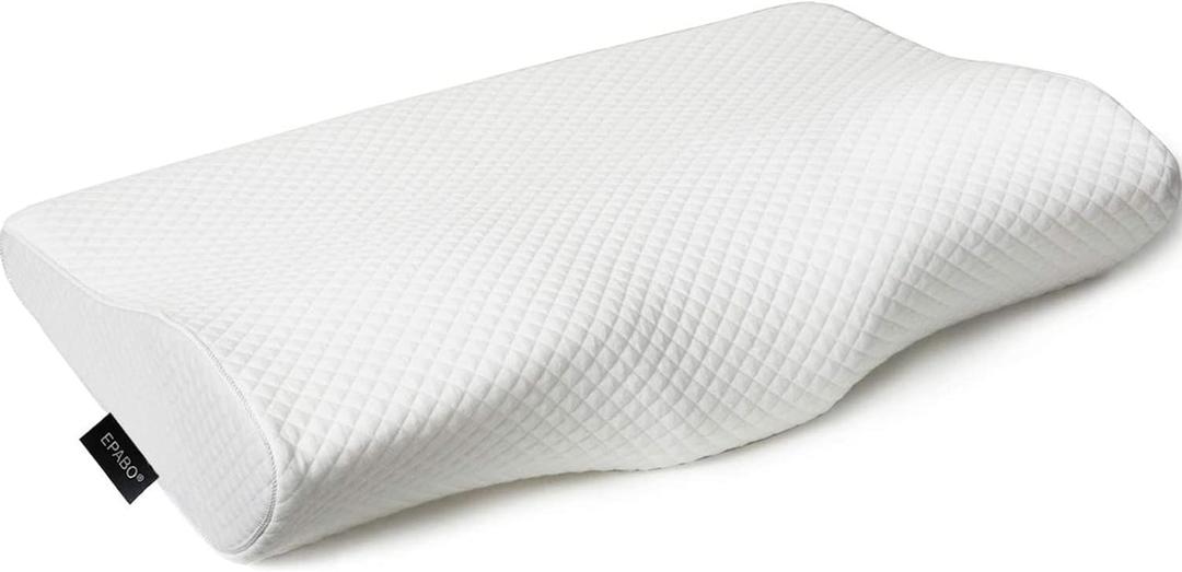 EPABO Contour Memory Foam Pillow Orthopedic Sleeping Pillows, Ergonomic Cervical Pillow for Neck Pain - for Side Sleepers, Back and Stomach Sleepers, Free Pillowcase Included (Firm & Queen)