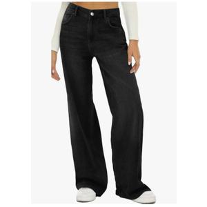 HDLTE Women Wide Leg Jeans High Waist Baggy Jean Loose Boyfriend Jeans Denim Pants Y2K Medium