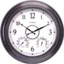 AcuRite 75133M LED Illuminated Outdoor Clock with Temperature and Humidity, 24", Black