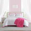 Betsey Johnson - Queen Bedding Set, Soft Comforter Set with Matching Pillowcases & Bonus Ultra-Soft Plush Throw Blanket, Lightweight Bed Set for Year-Round Use, 4 Piece Bed Set (Signature Hotel Pink)