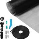 Window Screen Repair Kit, 48"x118" Screen Door Mesh Replacement Kit, Durable Fiberglass Black Window Screen kit with Tools, Rolling, Hook, Spline, Clips for Windows Doors Patio and Porch