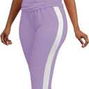 PINSV Women's 2 Piece Outfits Short Sleeve Tops Sweatpants Colorblock Bodycon Lounge Sets Tracksuit (XL)