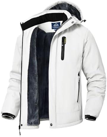 Rdruko Men's Ski Snow Jacket Waterproof Winter Insulated Fleece Hooded Outdoor Mountain Coat L